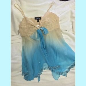 NWT 'bebe' Oceana Sheer Silk Babydoll Chiffon Top